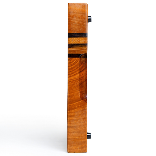 Mahogany Wood Cutting Board – Large 19x12x1.6” | Handmade in Bali with Black Sono Wood Inlays – Silky-Smooth, Knife-Friendly, Non-Slip Feet