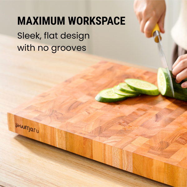 Mahogany End-Grain Wood Cutting Board – 20×13×1.6″ Butcher Block | Handmade in Bali – Silky-Smooth,  Knife‑Friendly, Ergonomic Grips & Non‑Slip Feet