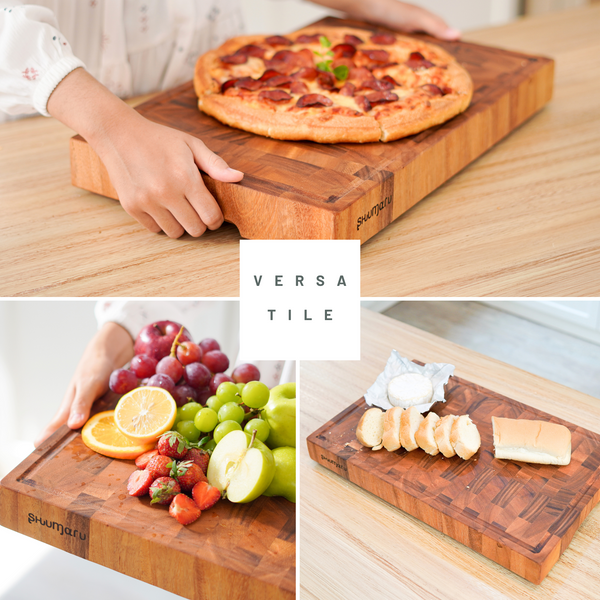 SHUMARU Tropical Walnut End-Grain Wood Cutting Board – Large 19X12X2" Butcher Block | Handmade in Bali - Silky-Smooth, Juice Groove, Knife‑Friendly, Ergonomic Grips & Non‑Slip Feet