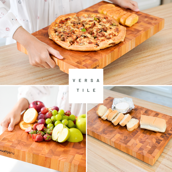 Mahogany End-Grain Wood Cutting Board – 20×13×1.6″ Butcher Block | Handmade in Bali – Silky-Smooth,  Knife‑Friendly, Ergonomic Grips & Non‑Slip Feet