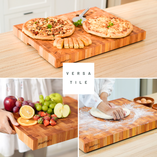 Mahogany End-Grain Wood Cutting Board – 24×18×2″ Butcher Block | Handmade in Bali – Silky-Smooth, Juice Groove, Knife‑Friendly, Ergonomic Grips & Non‑Slip Feet