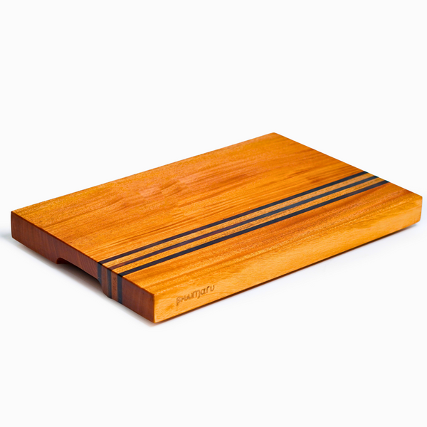 Mahogany Wood Cutting Board – Large 19x12x1.6” | Handmade in Bali with Black Sono Wood Inlays – Silky-Smooth, Knife-Friendly, Non-Slip Feet
