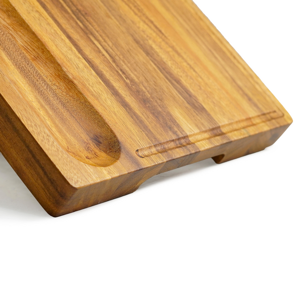 SHUMARU Tropical Walnut Wood Cutting Board – 17x13x1.6" Charcuterie | Handmade in Bali - Silky-Smooth, Juice Groove, Sorting Compartment, Knife‑Friendly, Ergonomic Grips & Non‑Slip Feet