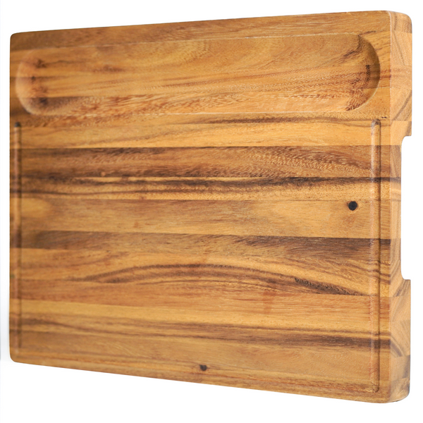 SHUMARU Tropical Walnut Wood Cutting Board – 17x13x1.6" Charcuterie | Handmade in Bali - Silky-Smooth, Juice Groove, Sorting Compartment, Knife‑Friendly, Ergonomic Grips & Non‑Slip Feet