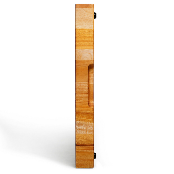 Mahogany End-Grain Wood Cutting Board – 24×18×2″ Butcher Block | Handmade in Bali – Silky-Smooth, Juice Groove, Knife‑Friendly, Ergonomic Grips & Non‑Slip Feet