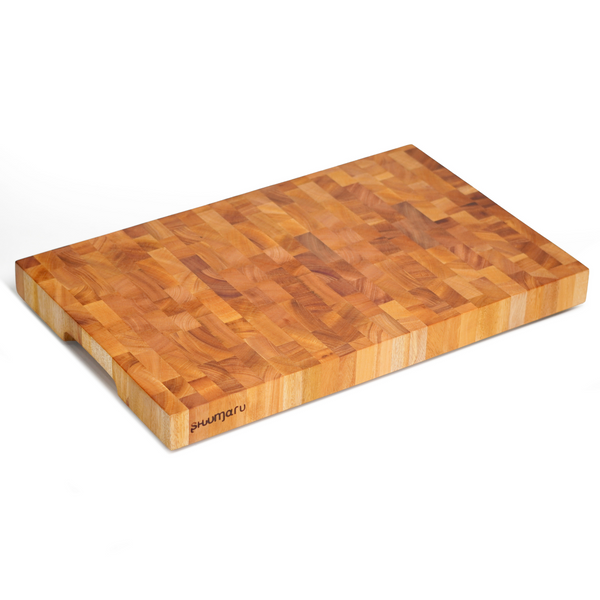 Mahogany End-Grain Wood Cutting Board – 20×13×1.6″ Butcher Block | Handmade in Bali – Silky-Smooth,  Knife‑Friendly, Ergonomic Grips & Non‑Slip Feet