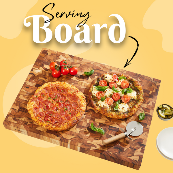 Teak End-Grain Wood Cutting Board - XL 24x18x2.25” Butcher Block | Handmade in Bali - Silky-Smooth, Juice Groove, Knife‑Friendly, Ergonomic Grips & Non‑Slip Feet