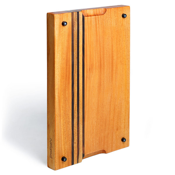 Mahogany Wood Cutting Board – Large 19x12x1.6” | Handmade in Bali with Black Sono Wood Inlays – Silky-Smooth, Knife-Friendly, Non-Slip Feet