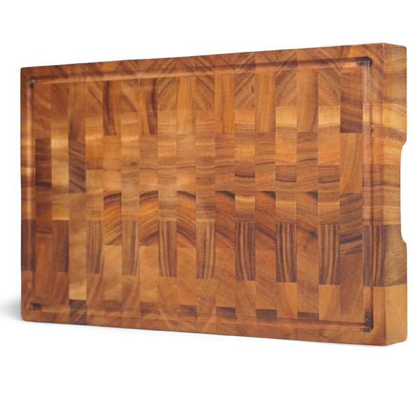 SHUMARU Tropical Walnut End-Grain Wood Cutting Board – Large 19X12X2" Butcher Block | Handmade in Bali - Silky-Smooth, Juice Groove, Knife‑Friendly, Ergonomic Grips & Non‑Slip Feet