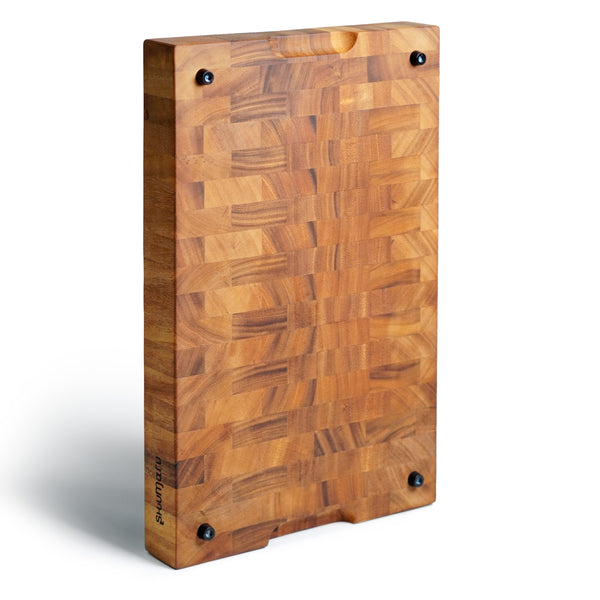 SHUMARU Tropical Walnut End-Grain Wood Cutting Board – Large 19X12X2" Butcher Block | Handmade in Bali - Silky-Smooth, Juice Groove, Knife‑Friendly, Ergonomic Grips & Non‑Slip Feet