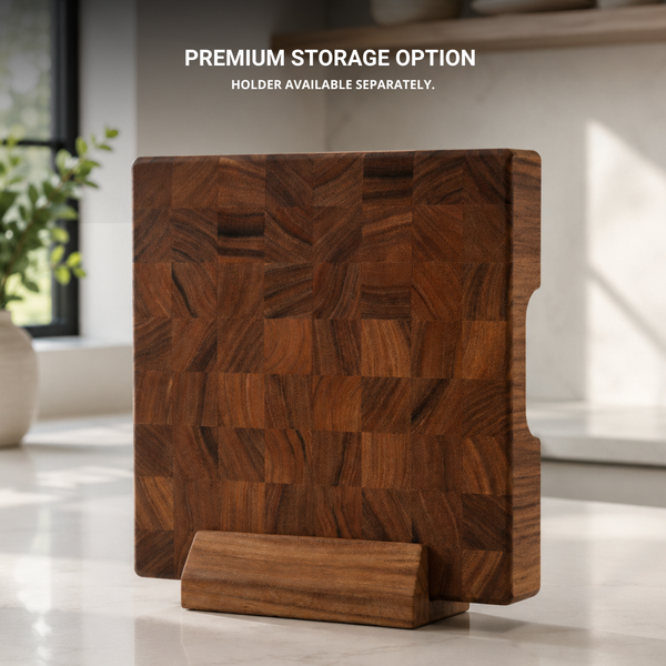 End Grain Cutting Board, 12.6 x 12.6 x 2 Inch Thick Square Butcher Block