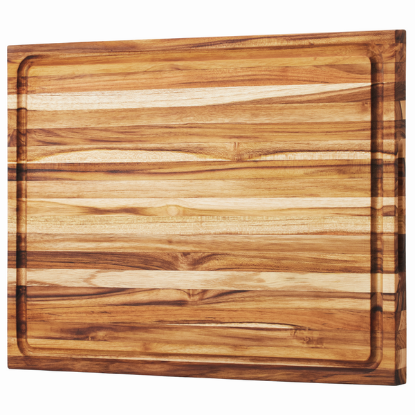 Large Teak Edge Grain Cutting Board - [1.25-Inch Thick] 18" x 14" with Sorting Compartments