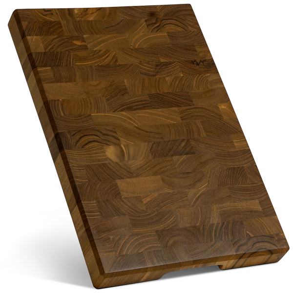 Old East Java Teak End Grain Cutting Board 18.1×12.2×1.6" Thick