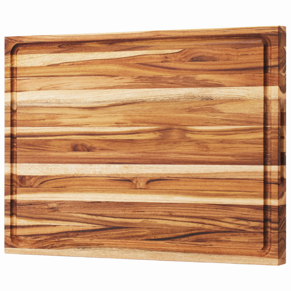 Extra Large Teak Edge Grain Cutting Board - [1.5-Inch Thick] 20" x 15" with Sorting Compartments