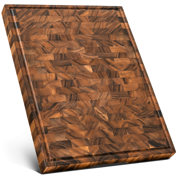 Walnut End-Grain Cutting Board – 24X18X2" - Silky-Smooth, Juice Groove, Knife‑Friendly, Hand Grips & Non‑Slip Feet