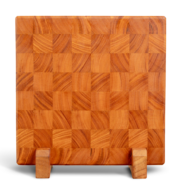 Mahogany End Grain Cutting Board 12.6×12.6×2 in with Holder
