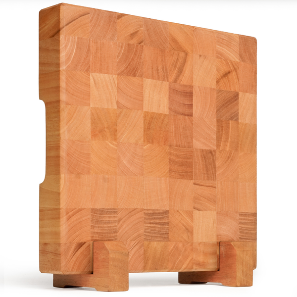 SHUMARU 12.6" Checkered Mahogany End-Grain Cutting Board – 2" Ultra-Thick Professional Butcher Block with Custom Holder