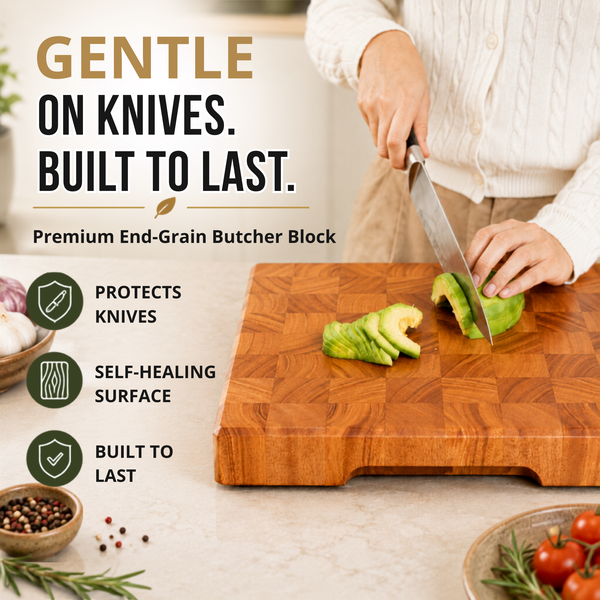 Mahogany End Grain Cutting Board 12.6×12.6×2 in with Holder