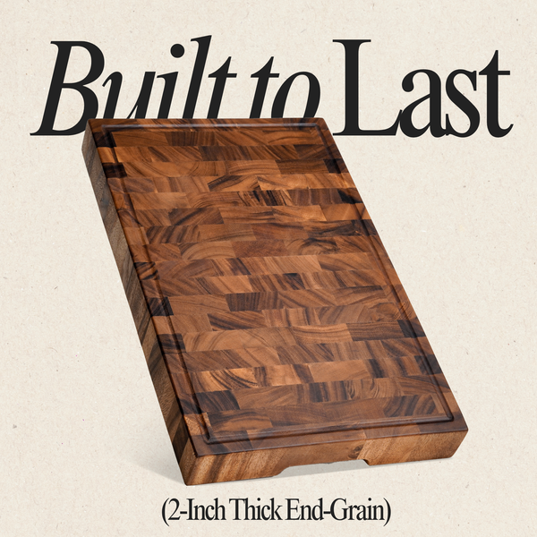 Walnut End-Grain Cutting Board – 19X12X2" - Silky-Smooth, Juice Groove, Knife‑Friendly, Hand Grips & Non‑Slip Feet