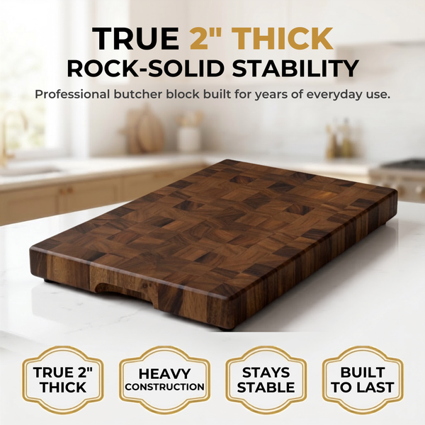 XL 20.5 × 14.2 × 2" End Grain Cutting Board, Professional Butcher Block