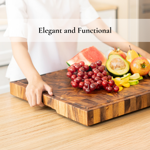 Walnut End-Grain Cutting Board – 24X18X2" - Silky-Smooth, Juice Groove, Knife‑Friendly, Hand Grips & Non‑Slip Feet