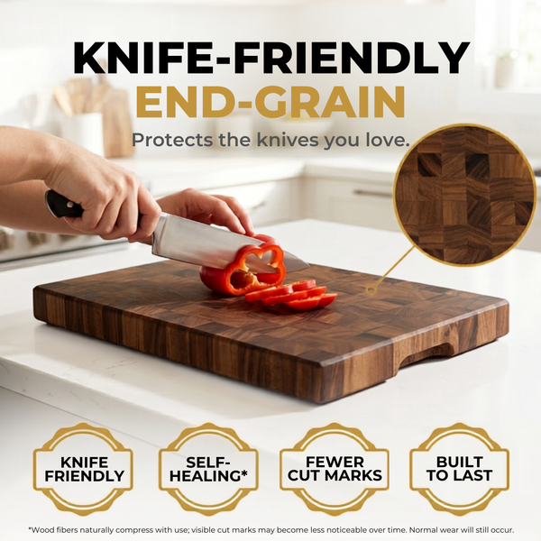 XL 20.5 × 14.2 × 2" End Grain Cutting Board, Professional Butcher Block