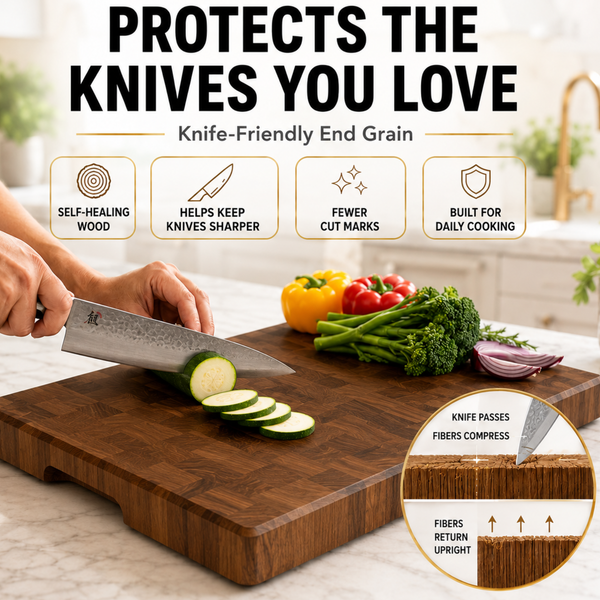 XL End Grain Old East Java Teak Cutting Board 20.5 x 14.2 x 2"