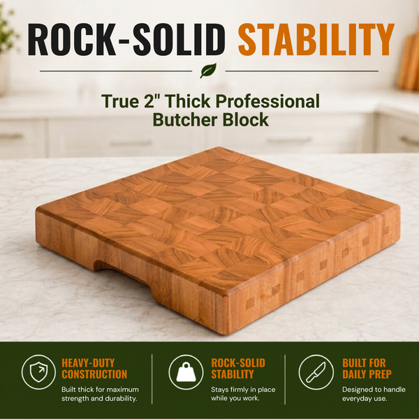 Mahogany End Grain Cutting Board 12.6×12.6×2 in with Holder