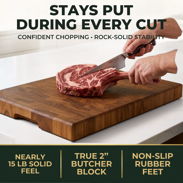 XL End Grain Old East Java Teak Cutting Board 20.5 x 14.2 x 2"