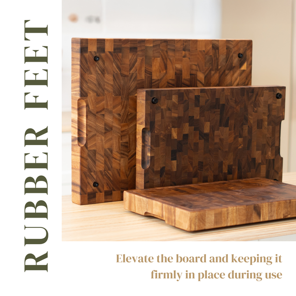 SHUMARU Tropical Walnut End-Grain Wood Cutting Board – Large 19X12X2" Butcher Block | Handmade in Bali - Silky-Smooth, Juice Groove, Knife‑Friendly, Ergonomic Grips & Non‑Slip Feet