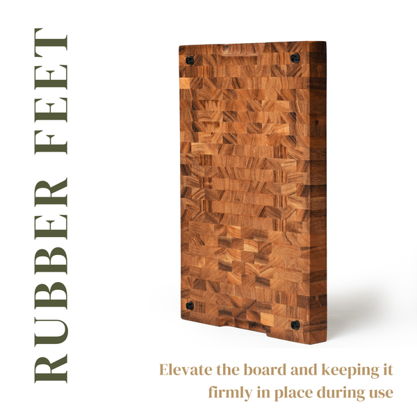 Walnut End-Grain Cutting Board – 20X13X1.6" - Silky-Smooth, Knife‑Friendly, Hand Grips & Non‑Slip Feet