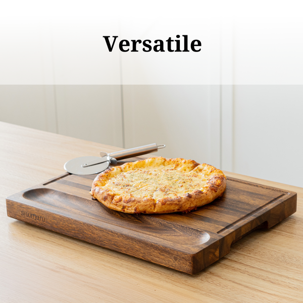 Walnut Wood Cutting Board – 17x13x1.6" Charcuterie | Handmade in Bali - Silky-Smooth, Juice Groove, Sorting Compartment, Knife‑Friendly, Ergonomic Grips & Non‑Slip Feet