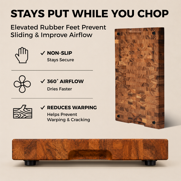 XL End Grain Cutting Board 20×13×1.6" Thick – 11 LB Heavy Duty Butche