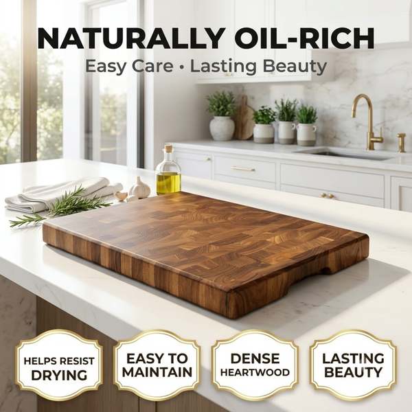 XL End Grain Old East Java Teak Cutting Board 20.5 x 14.2 x 2"