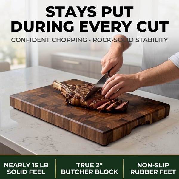 XL 20.5 × 14.2 × 2" End Grain Cutting Board, Professional Butcher Block