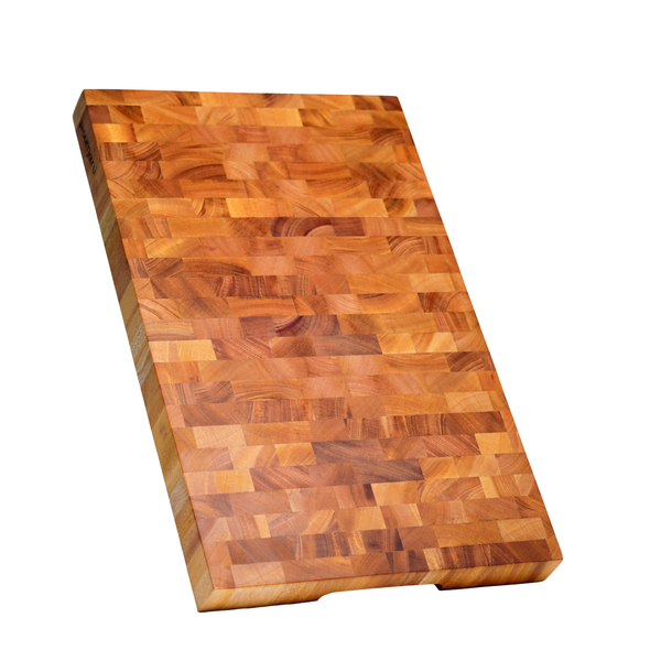 Mahogany End-Grain Cutting Board – 20×13×1.6″ – Silky-Smooth,  Knife‑Friendly, Hand Grips & Non‑Slip Feet